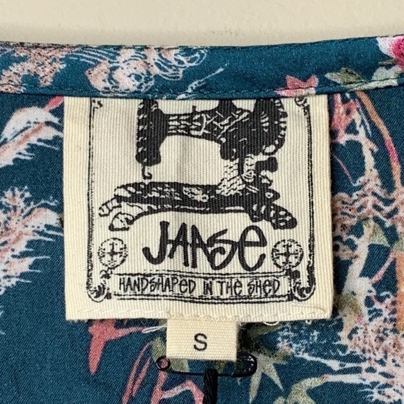 Jaase | Boho Weekend Beach Balloon Sleeve Asian Print V-Neck Tunic Dress NWT S - Picture 5 of 17